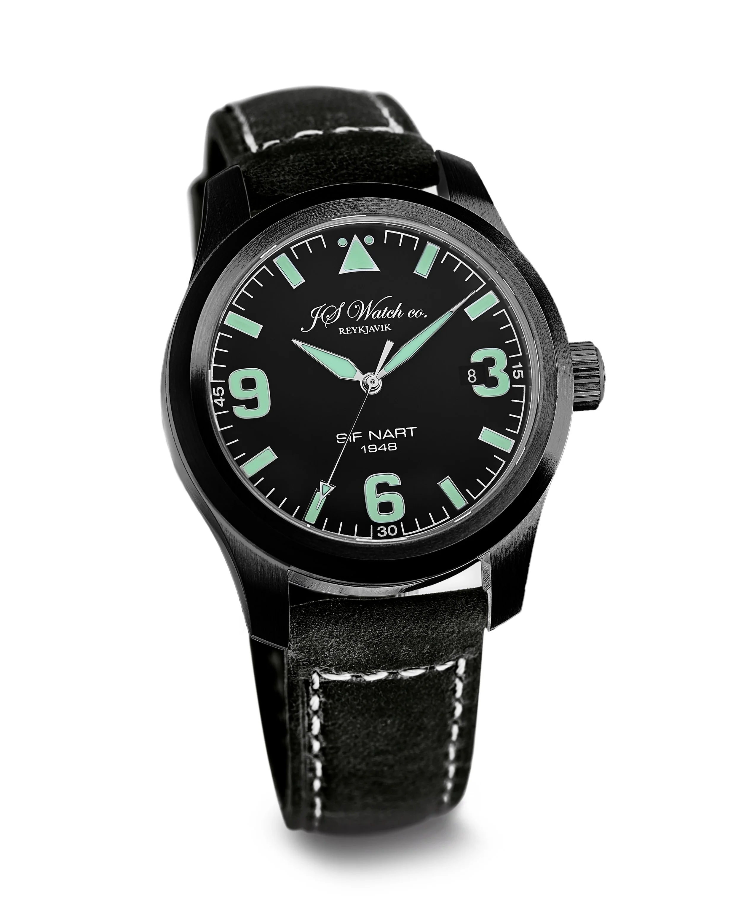 JS Watch Company Reykjavik — Sif NART 1948 Black dial Black case